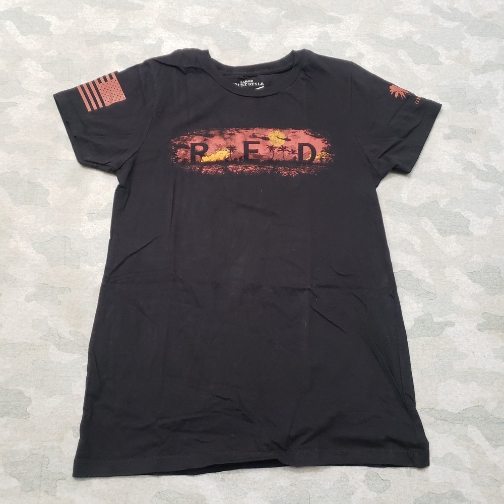 Grunt Style Top Womens Large Black Short Sleeve Patriotic
